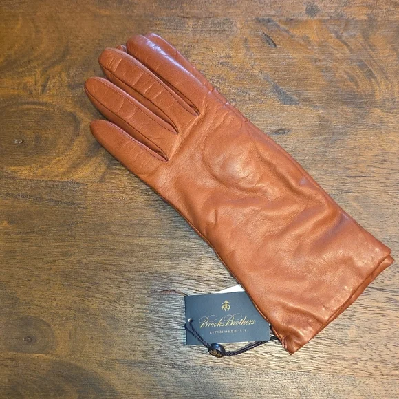Brooks Brothers Brown Leather Gloves Size 7.5 - Picture 2 of 9
